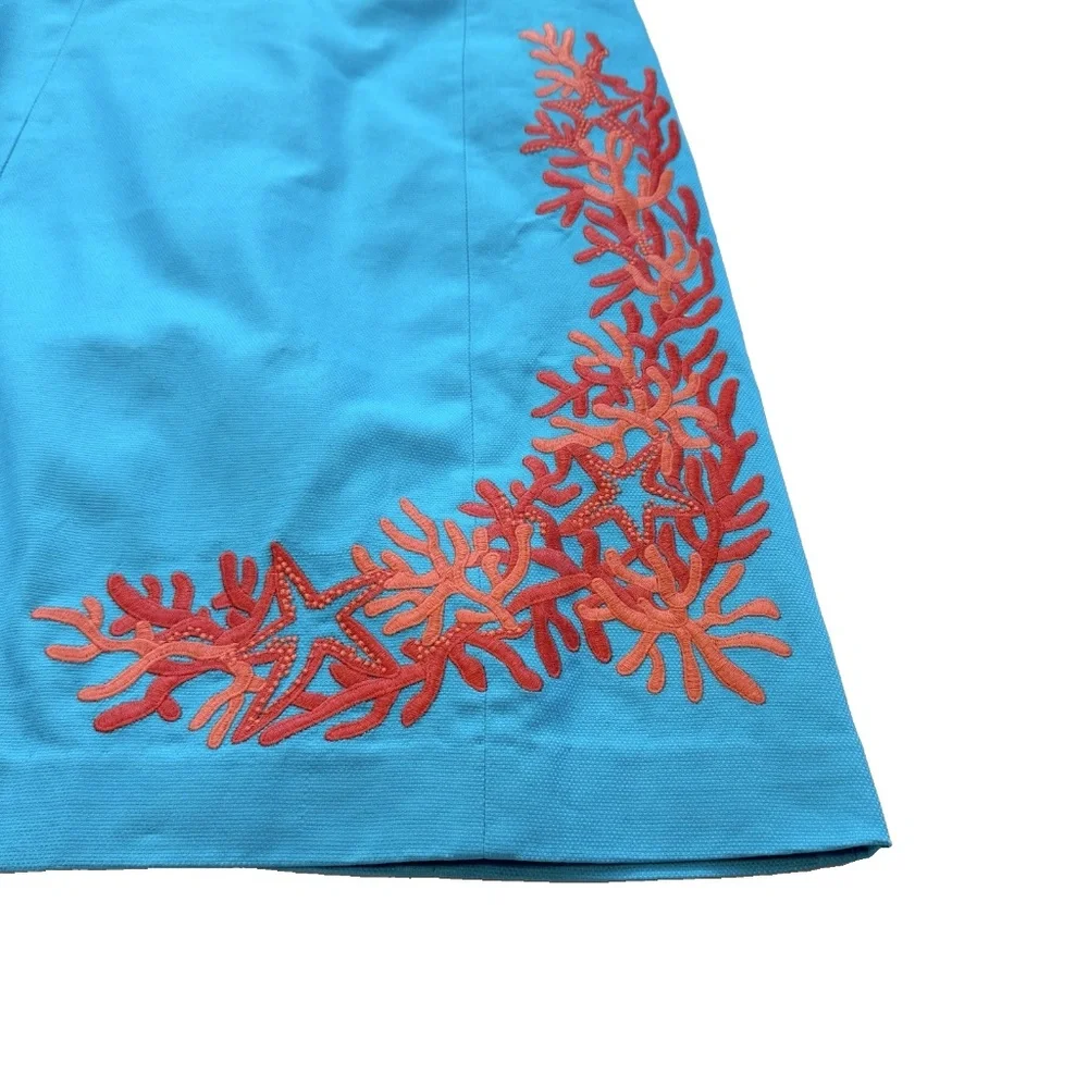 Lilly Pulitzer Size 10 Bowen Tourquise Lorac Panel Embroidery Strapless Dress - Picture 10 of 14